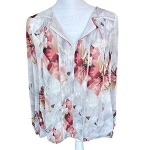 WHITE HOUSE BLACK MARKET Women's Floral Long Sleeve Blouse (S-M/2)